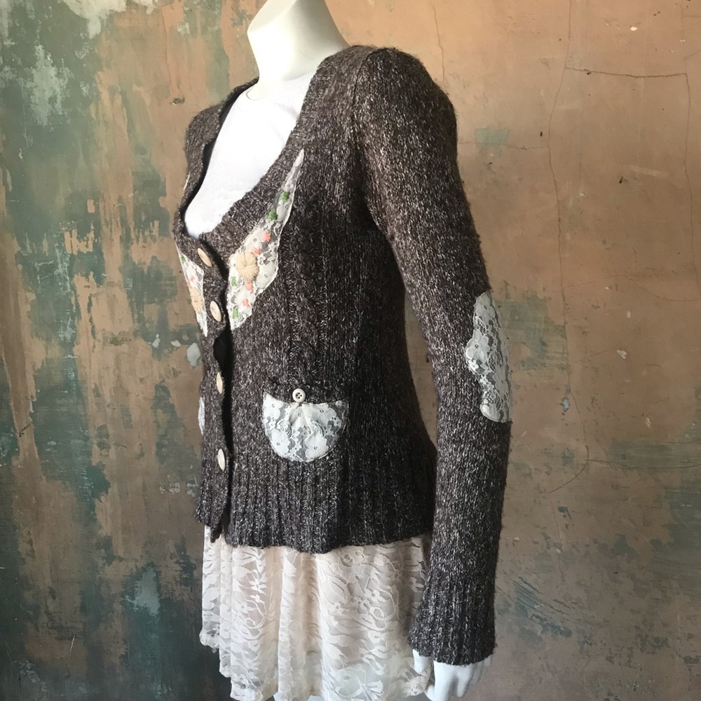 BKE Patchwork Sweater Brown LARP post-apocalyptic